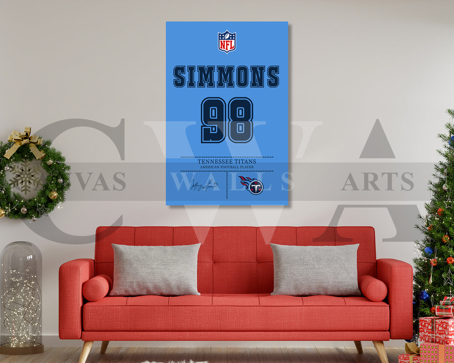 Jeffery Simmons Canvas Wall Art NFL Jersey Poster American Football Sports Canvas Wall Art