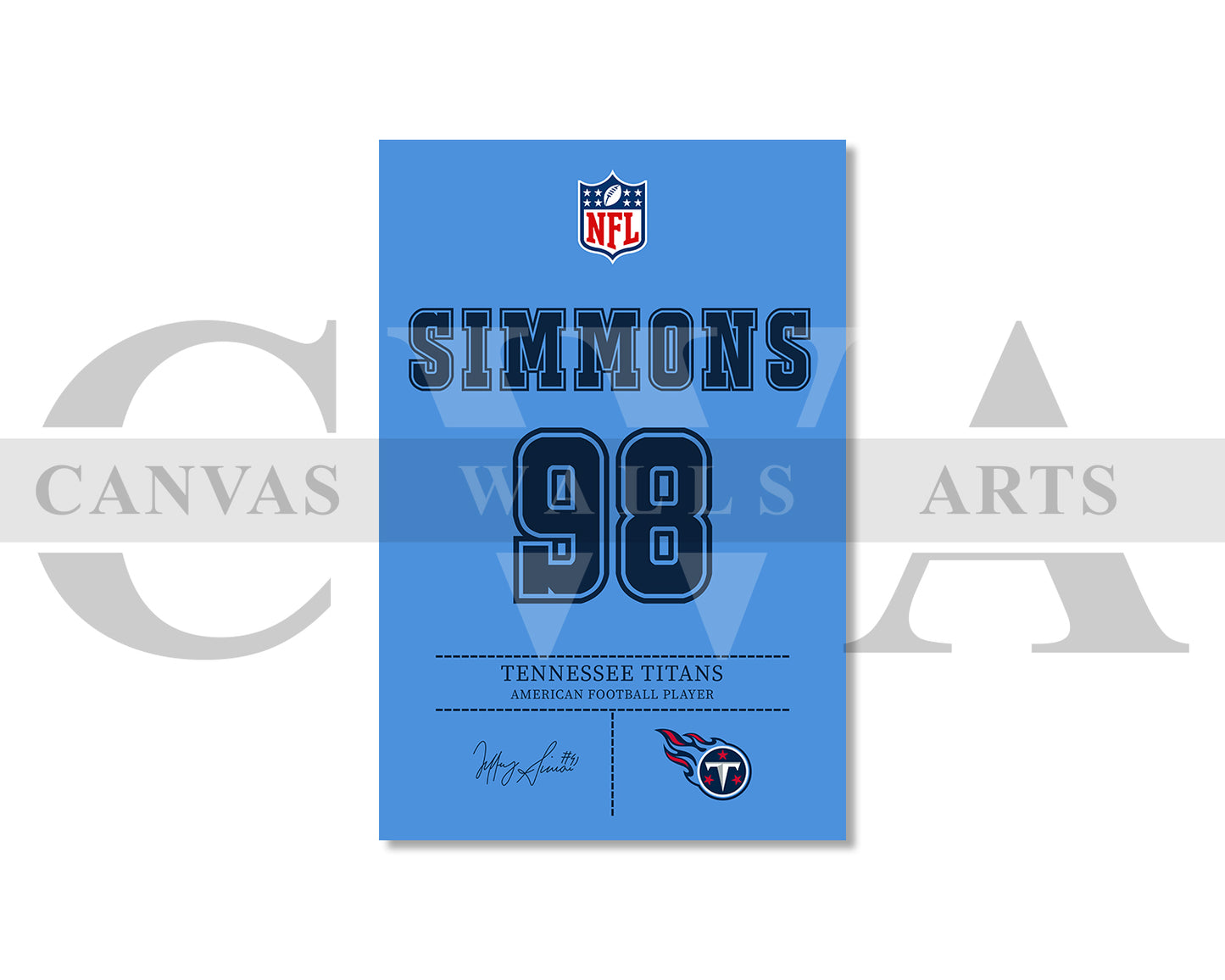 Jeffery Simmons Canvas Wall Art NFL Jersey Poster American Football Sports Canvas Wall Art