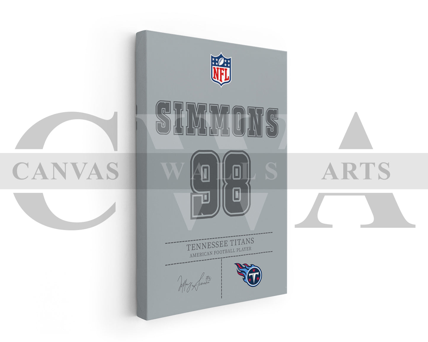 Jeffery Simmons Canvas Wall Art NFL Jersey Poster Sports Canvas Frame Ready To Hang