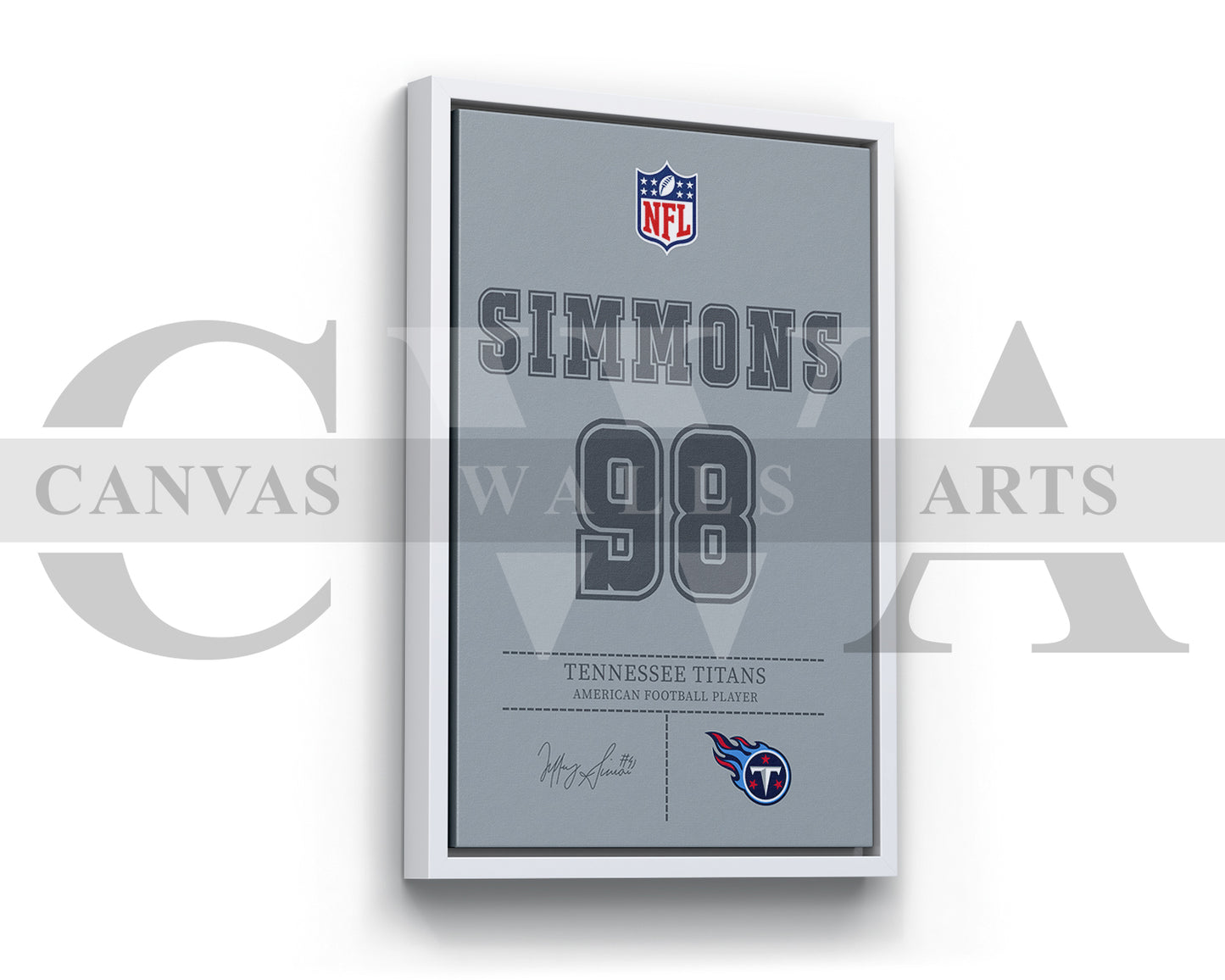 Jeffery Simmons Canvas Wall Art NFL Jersey Poster Sports Canvas Frame Ready To Hang