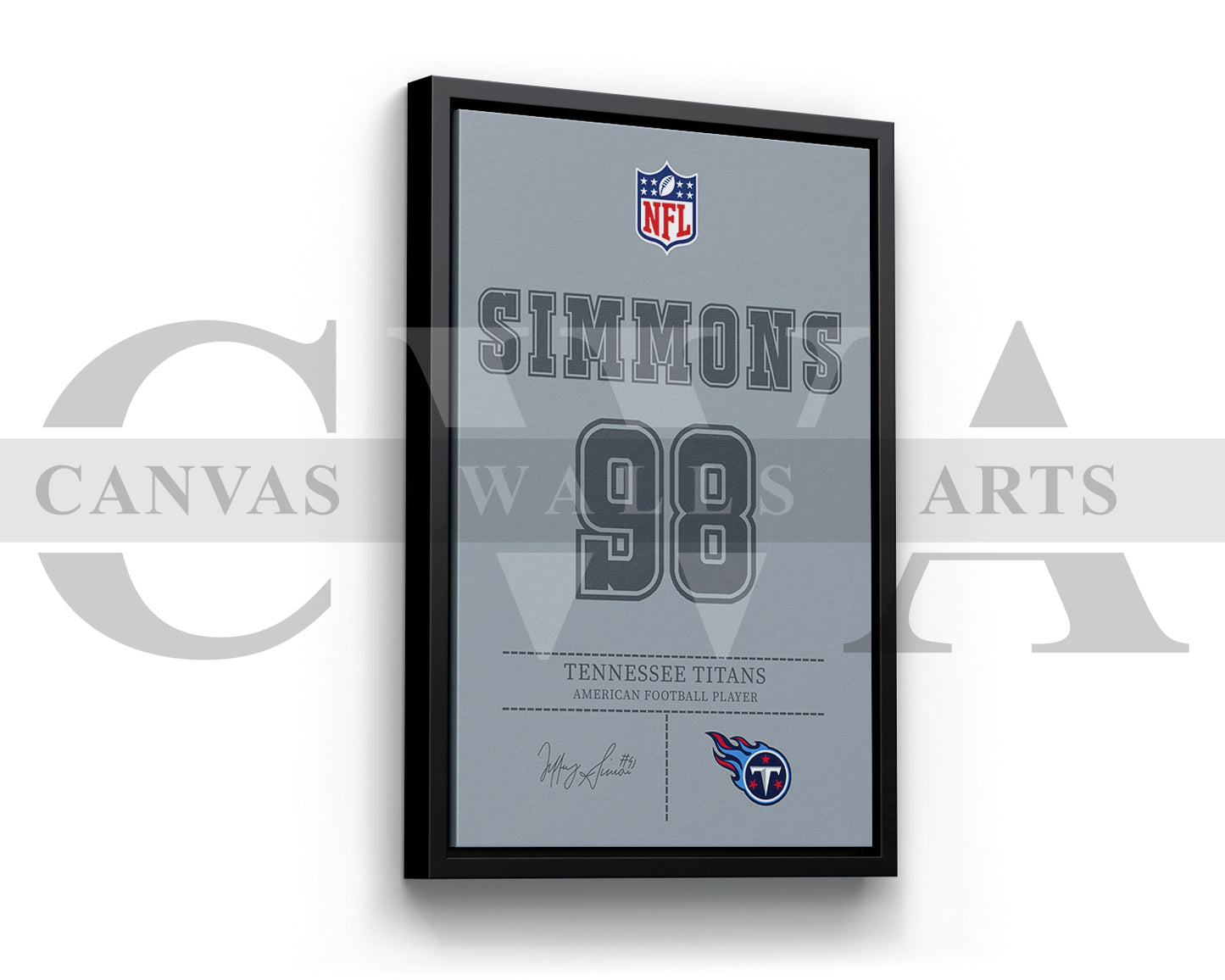 Jeffery Simmons Canvas Wall Art NFL Jersey Poster Sports Canvas Frame Ready To Hang