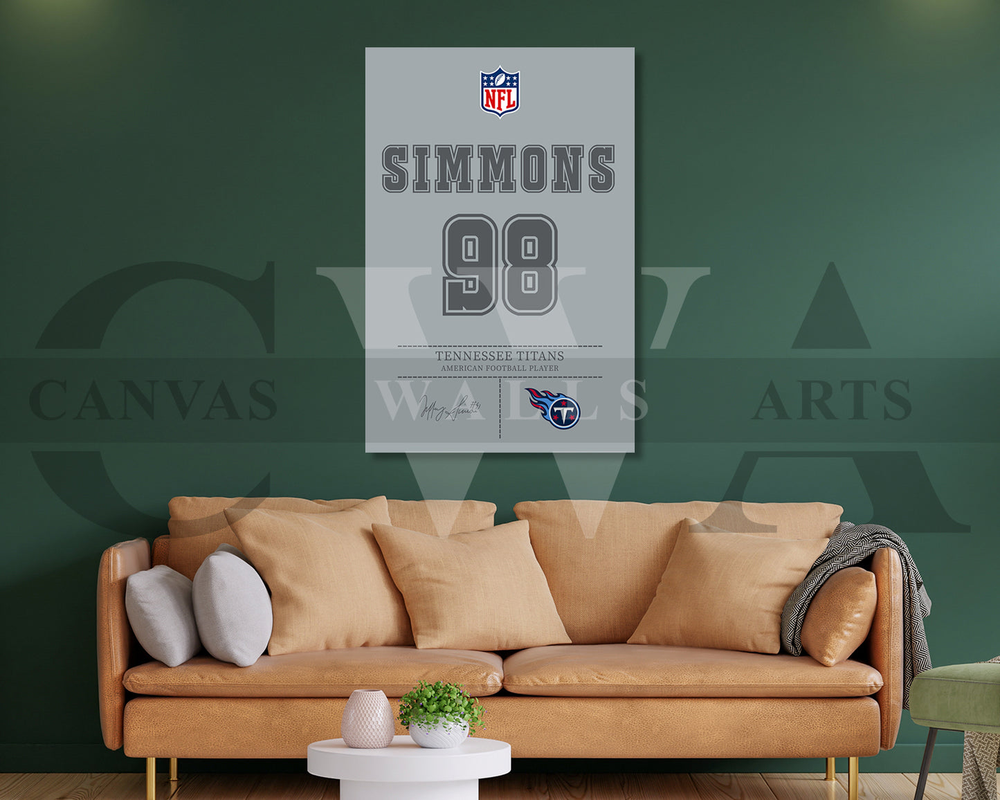 Jeffery Simmons Canvas Wall Art NFL Jersey Poster Sports Canvas Frame Ready To Hang