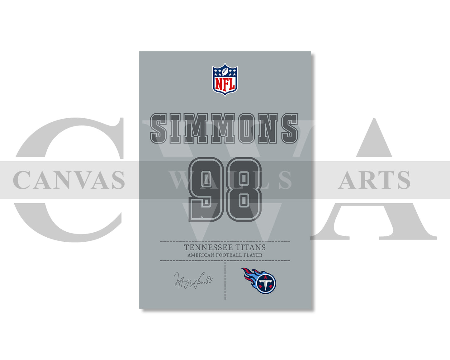 Jeffery Simmons Canvas Wall Art NFL Jersey Poster Sports Canvas Frame Ready To Hang