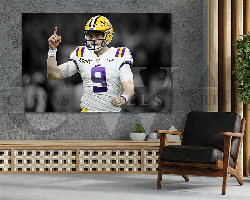 Joe Burrow Black & White Canvas Art American Football Canvas Wall Art
