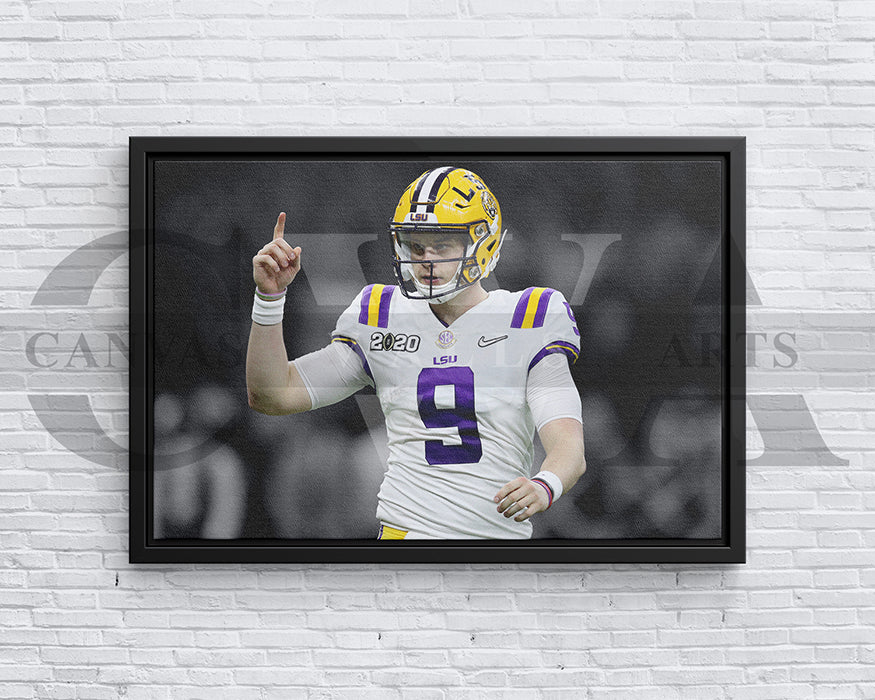 Joe Burrow Black & White Canvas Art American Football Canvas Wall Art