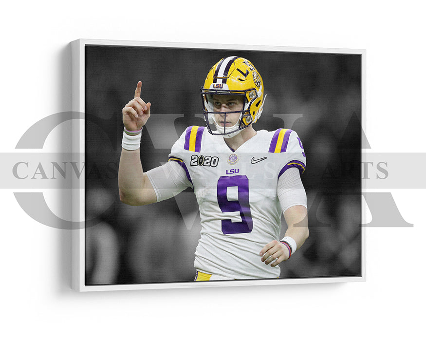 Joe Burrow Black & White Canvas Art American Football Canvas Wall Art