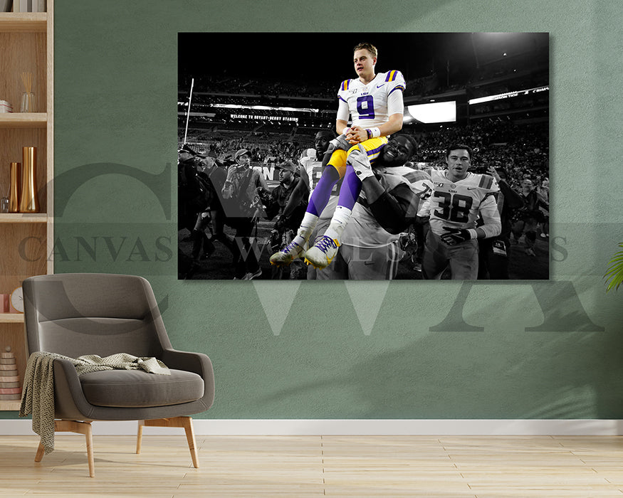 Joe Burrow Black & White Canvas Art American Football Canvas Wall Art