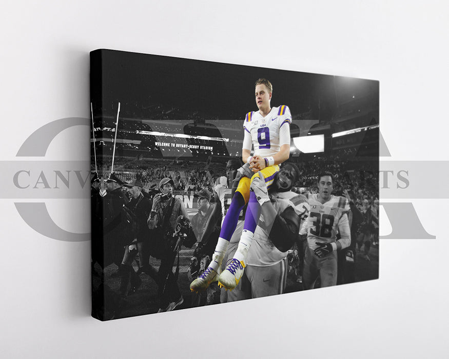 Joe Burrow Black & White Canvas Art American Football Canvas Wall Art
