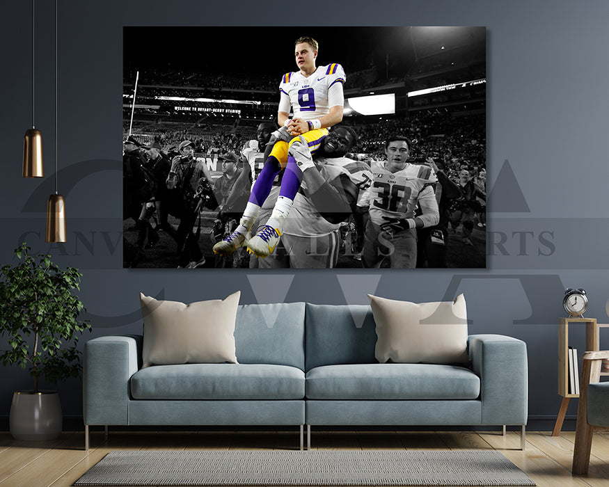 Joe Burrow Black & White Canvas Art American Football Canvas Wall Art