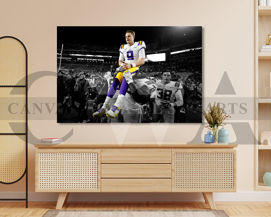 Joe Burrow Black & White Canvas Art American Football Canvas Wall Art