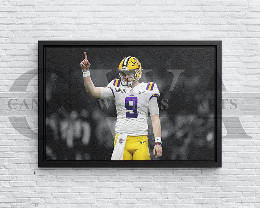 Joe Burrow Black & White Canvas Art American Football Canvas Wall Art