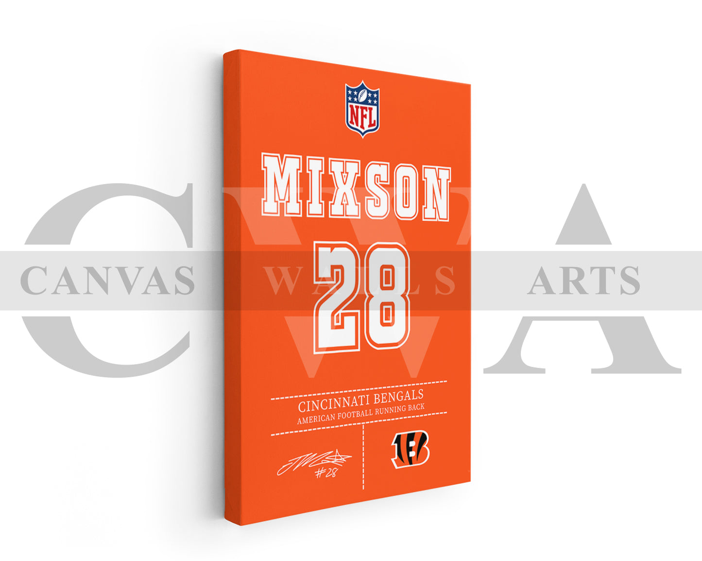 Joe Mixon Canvas Wall Art NFL Jersey Poster Sports Canvas Wall Art