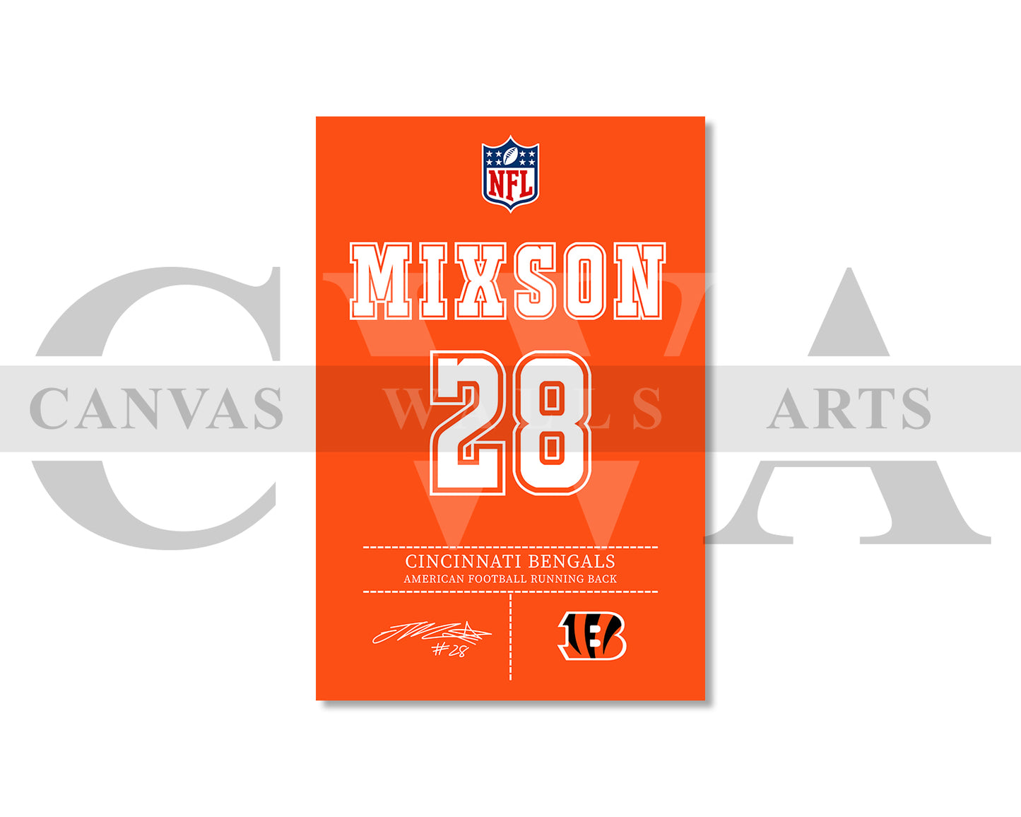 Joe Mixon Canvas Wall Art NFL Jersey Poster Sports Canvas Wall Art