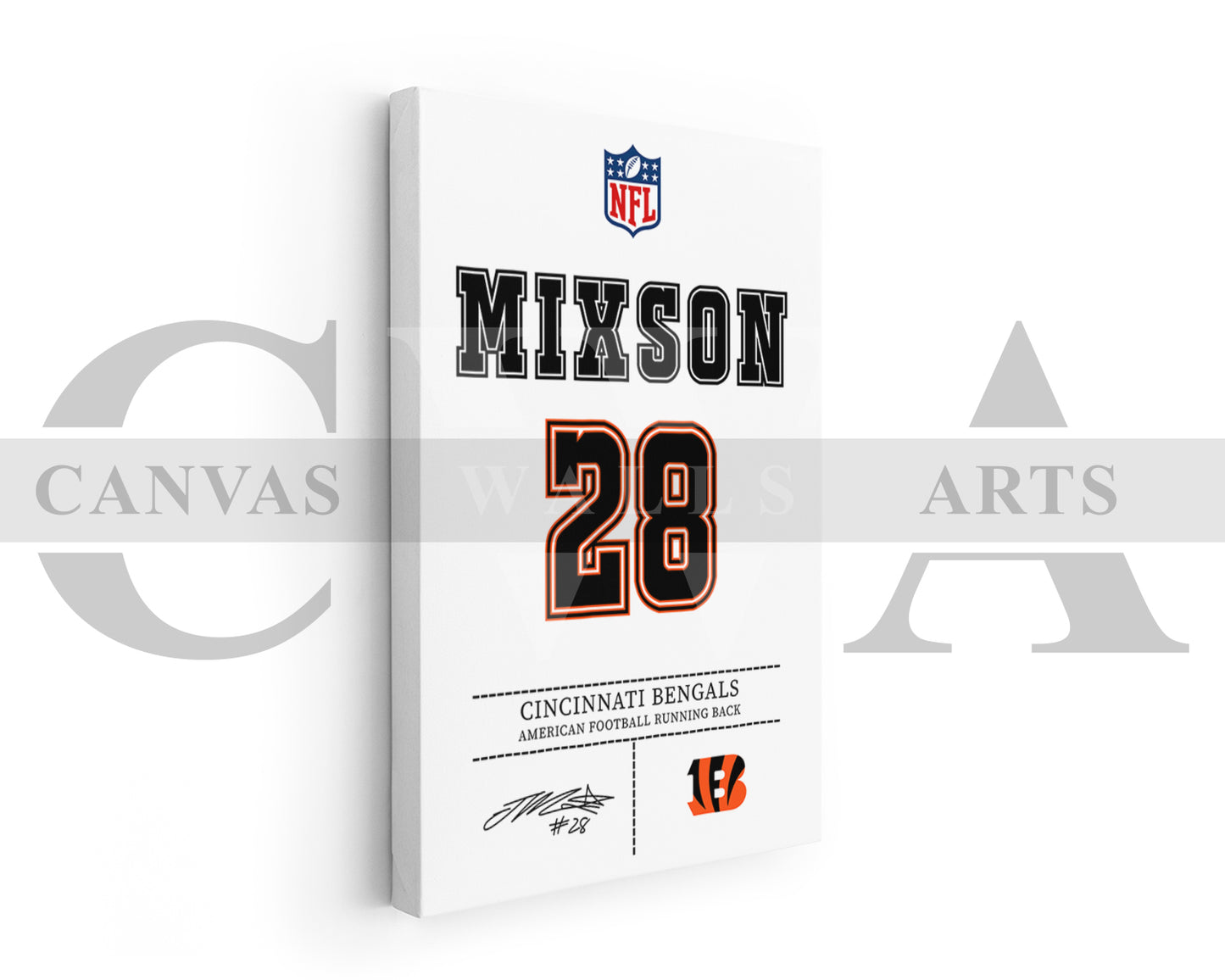 Joe Mixon Canvas Wall Art NFL Jersey Poster American Football Sports Canvas Wall Art