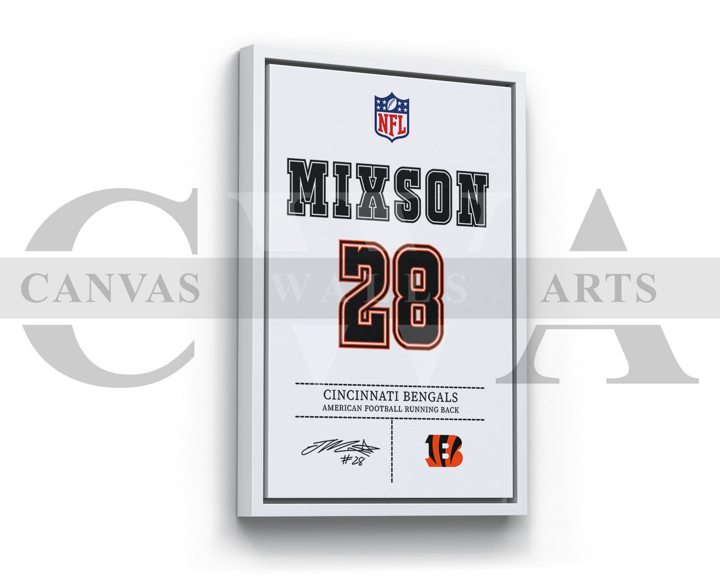 Joe Mixon Canvas Wall Art NFL Jersey Poster American Football Sports Canvas Wall Art