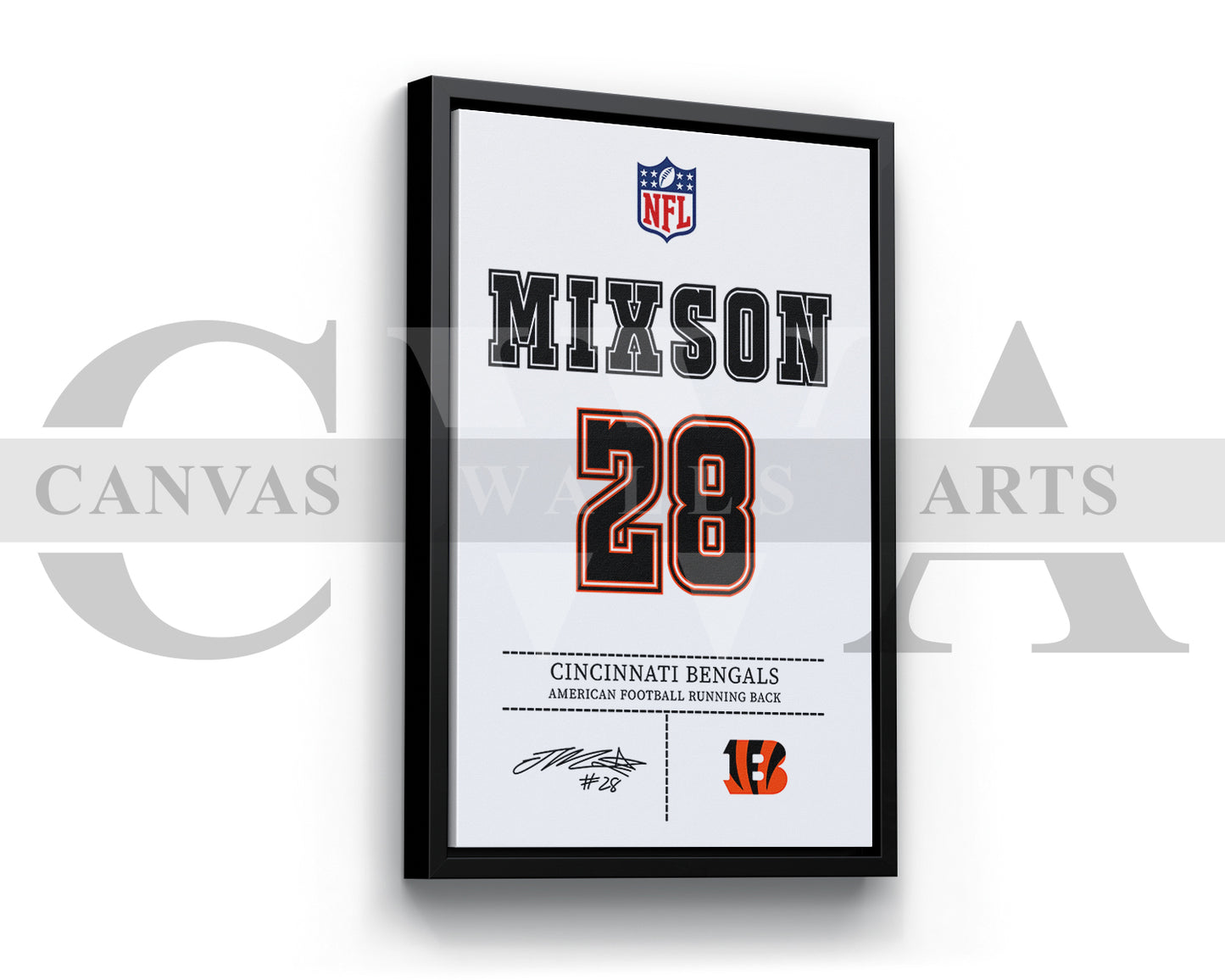 Joe Mixon Canvas Wall Art NFL Jersey Poster American Football Sports Canvas Wall Art