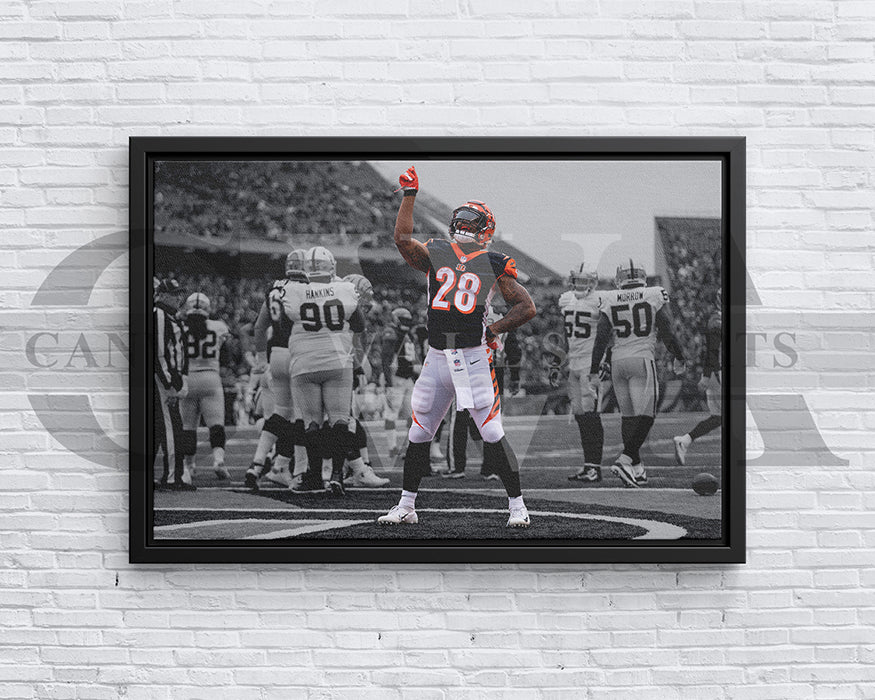 Joe Mixon Black & White Canvas Art American Football Canvas Wall