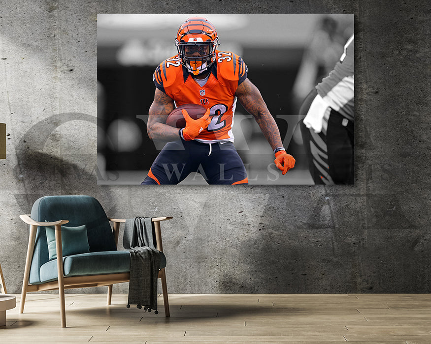 Joe Mixon Black & White Canvas Art American Football Canvas Wall