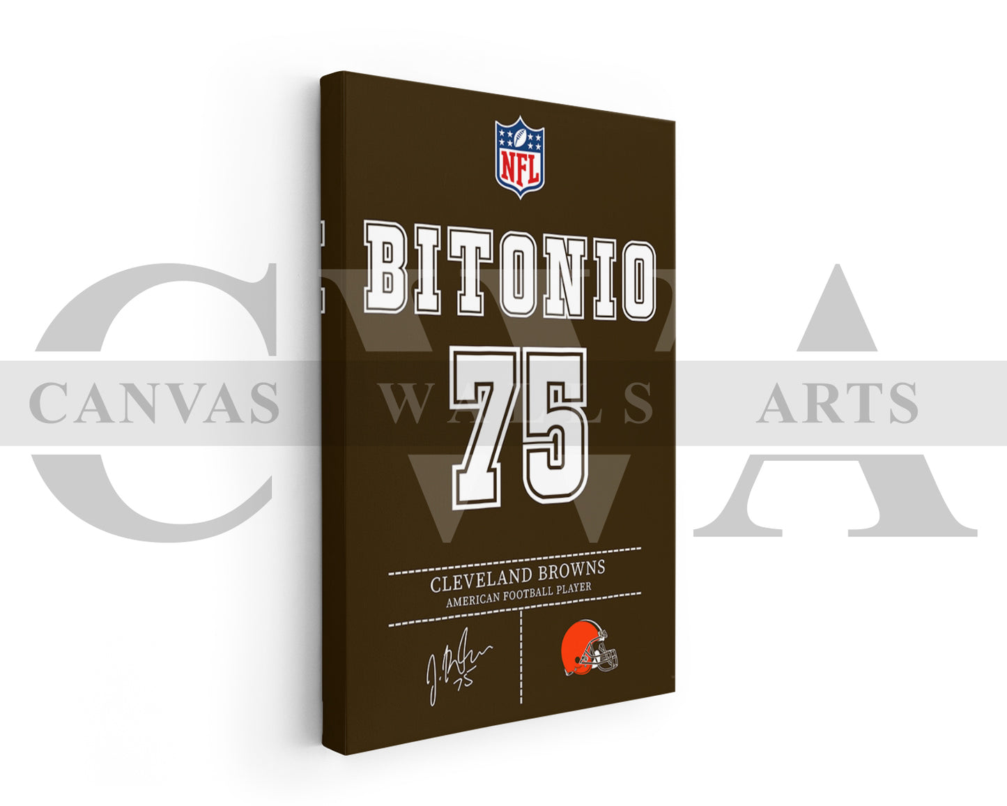 Joel Bitonio Jersey Canvas Wall Art NFL Jersey Poster American Football Sports Canvas Wall Art