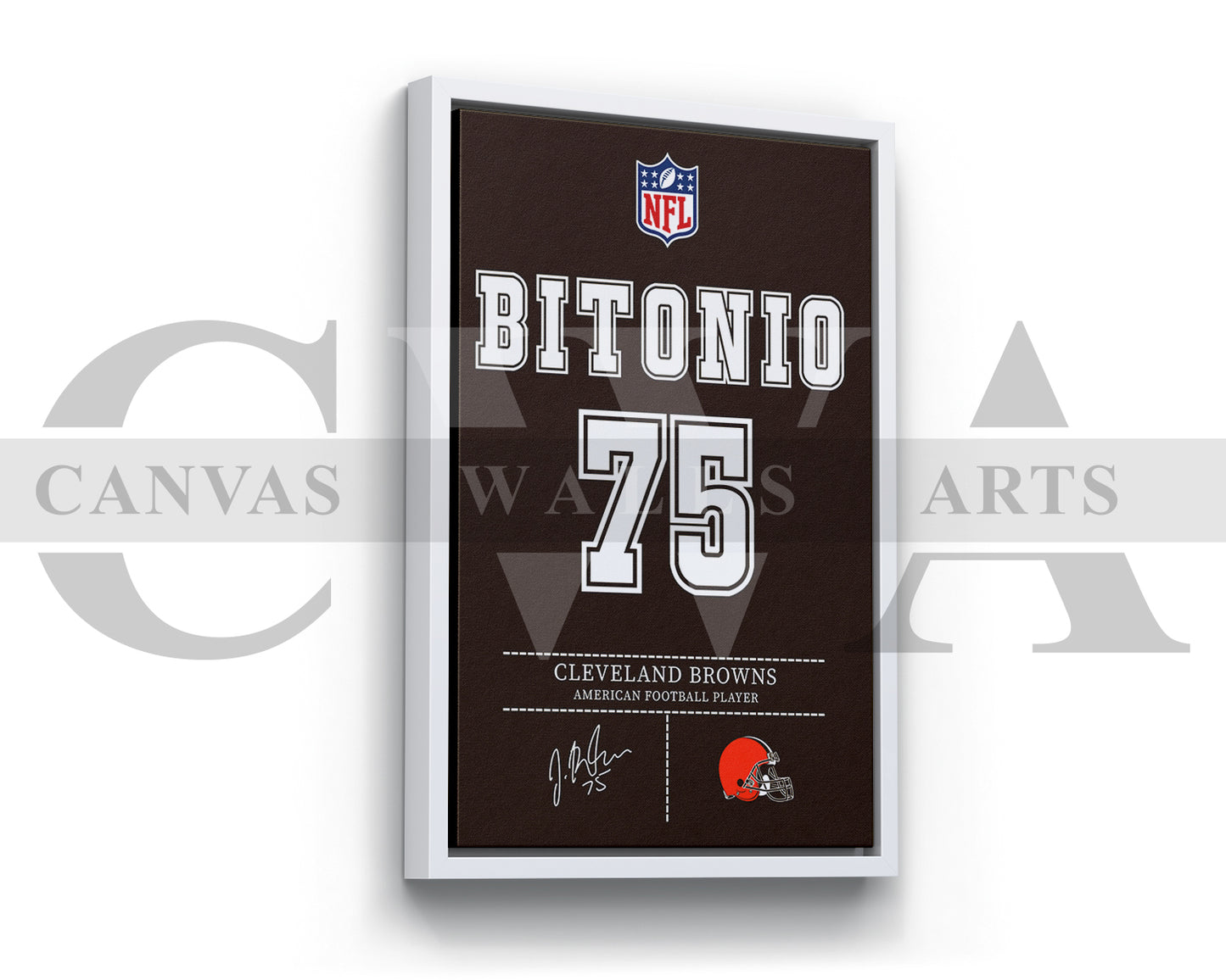 Joel Bitonio Jersey Canvas Wall Art NFL Jersey Poster American Football Sports Canvas Wall Art