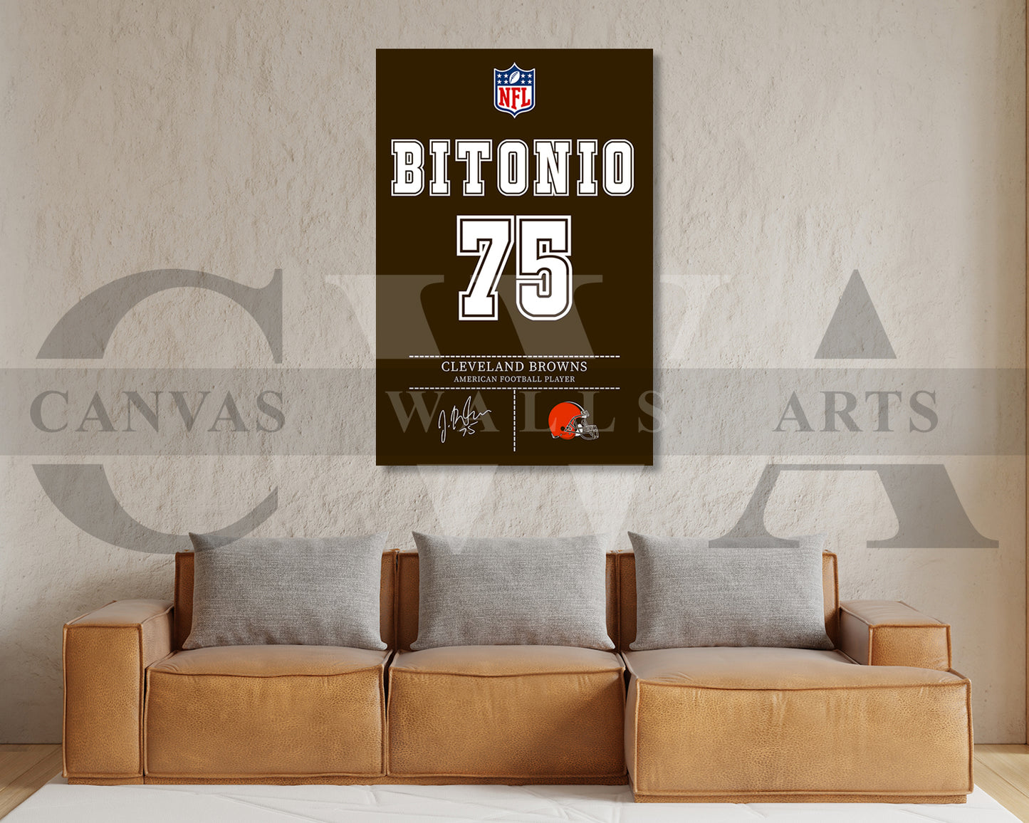 Joel Bitonio Jersey Canvas Wall Art NFL Jersey Poster American Football Sports Canvas Wall Art