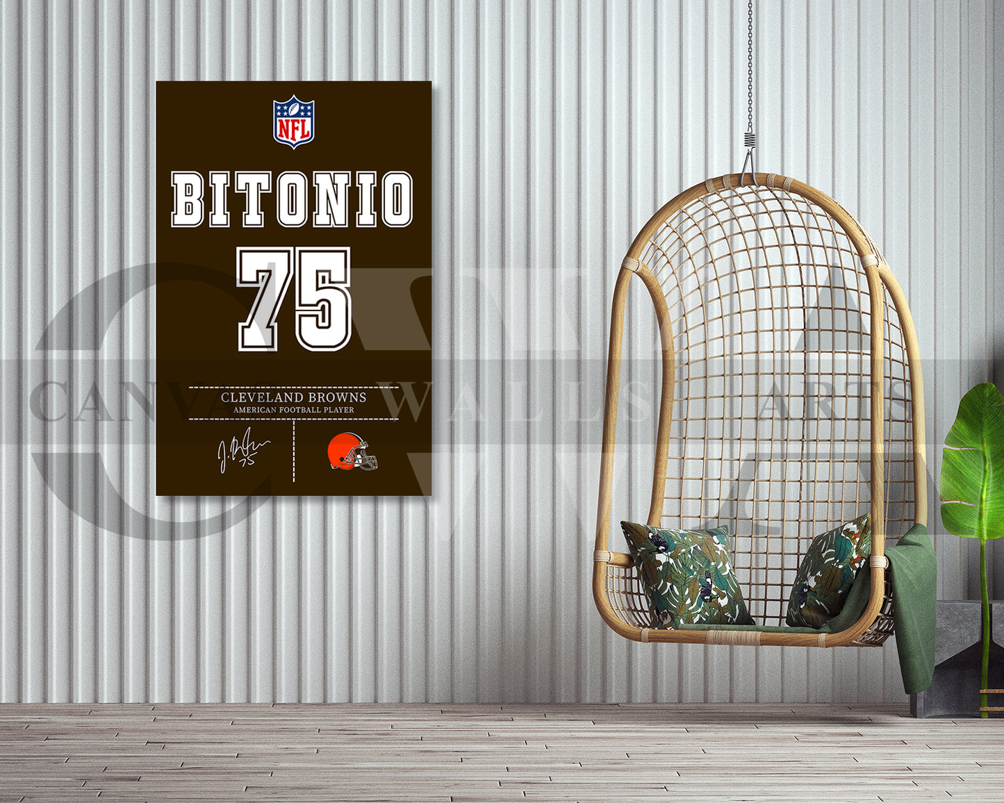 Joel Bitonio Jersey Canvas Wall Art NFL Jersey Poster American Football Sports Canvas Wall Art