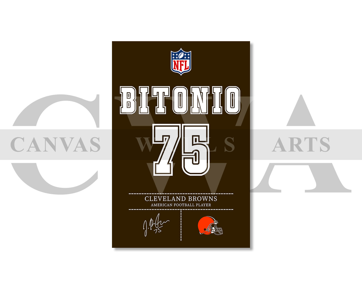 Joel Bitonio Jersey Canvas Wall Art NFL Jersey Poster American Football Sports Canvas Wall Art