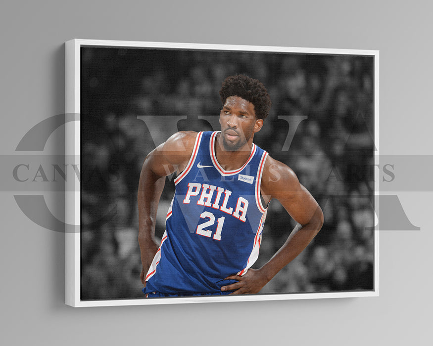 Joel Embiid Black & White Canvas Art Basketball Canvas Wall Art