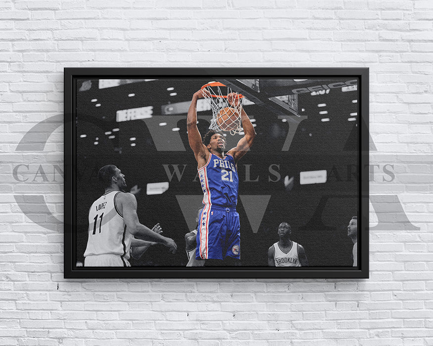 Joel Embiid Black & White Canvas Art Basketball Canvas Wall Art