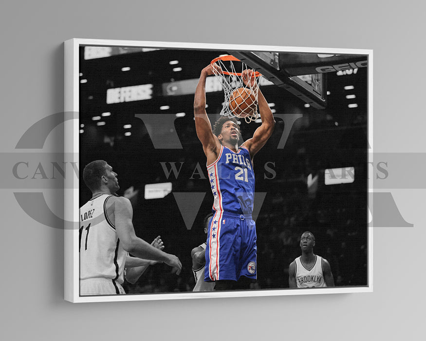 Joel Embiid Black & White Canvas Art Basketball Canvas Wall Art