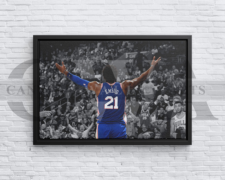 Joel Embiid Black & White Canvas Art Basketball Canvas Wall Art