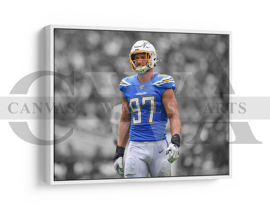 Joey Bosa Black & White Canvas Art American Football Canvas Wall