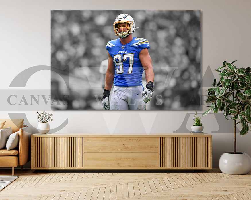 Joey Bosa Black & White Canvas Art American Football Canvas Wall