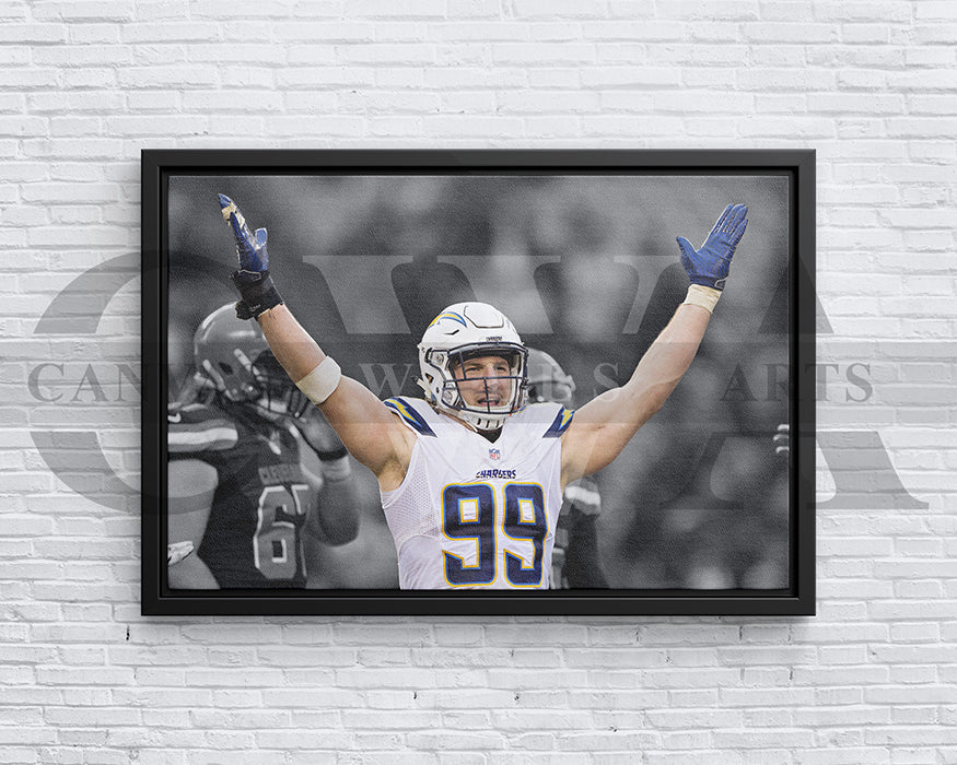 Joey Bosa Black & White Canvas Art American Football Canvas Wall