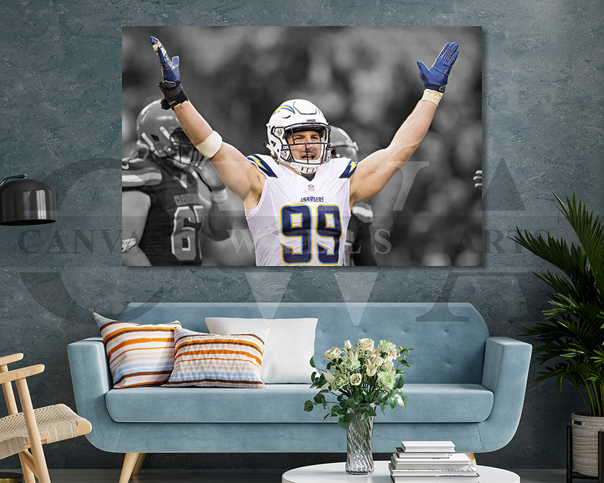 Joey Bosa Black & White Canvas Art American Football Canvas Wall