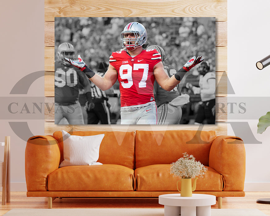 Joey Bosa Black & White Canvas Art American Football Canvas Wall