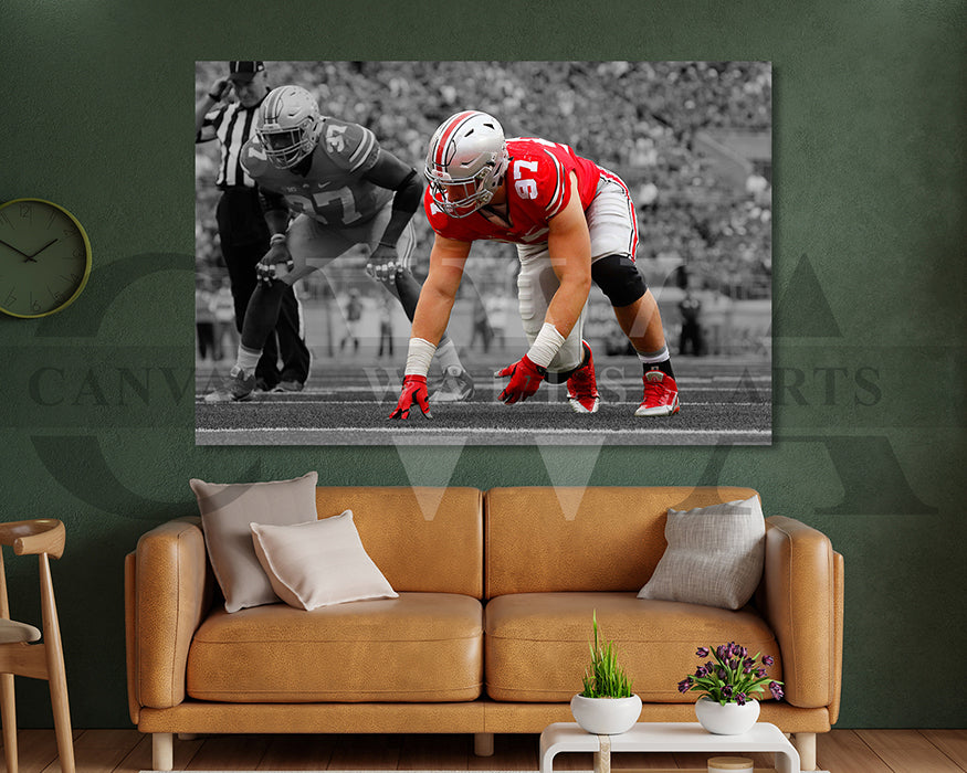 Joey Bosa Black & White Canvas Art American Football Canvas Wall