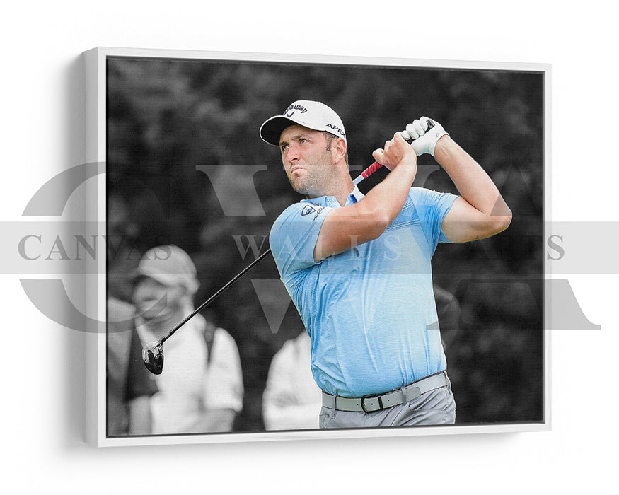 Jon Rahm Black & White Canvas Art Golf Canvas Wall Art