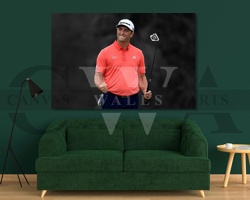 Jon Rahm Black & White Canvas Art Golf Canvas Wall Art
