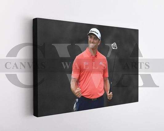 Jon Rahm Black & White Canvas Art Golf Canvas Wall Art