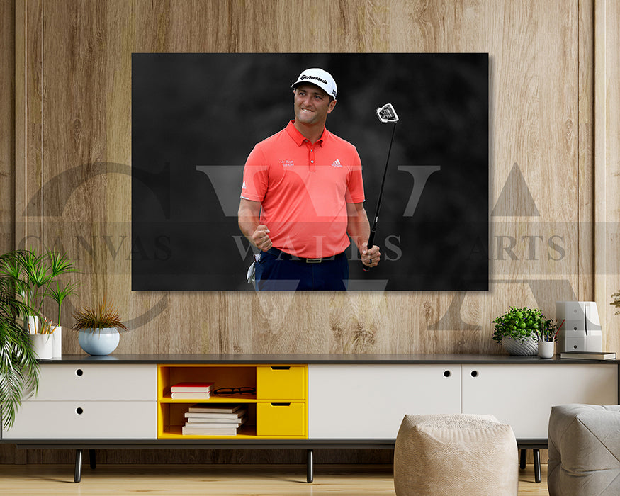 Jon Rahm Black & White Canvas Art Golf Canvas Wall Art