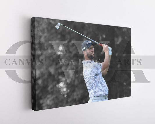 Jon Rahm Black & White Canvas Art Golf Canvas Wall Art