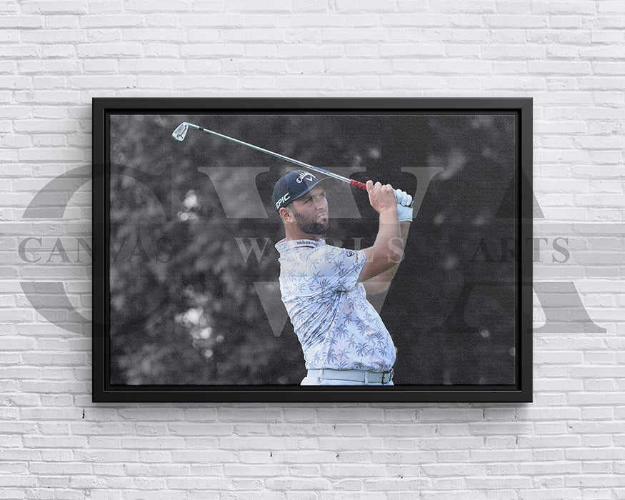 Jon Rahm Black & White Canvas Art Golf Canvas Wall Art