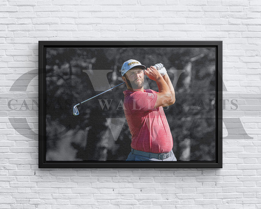 Jon Rahm Black & White Canvas Art Golf Canvas Wall Art
