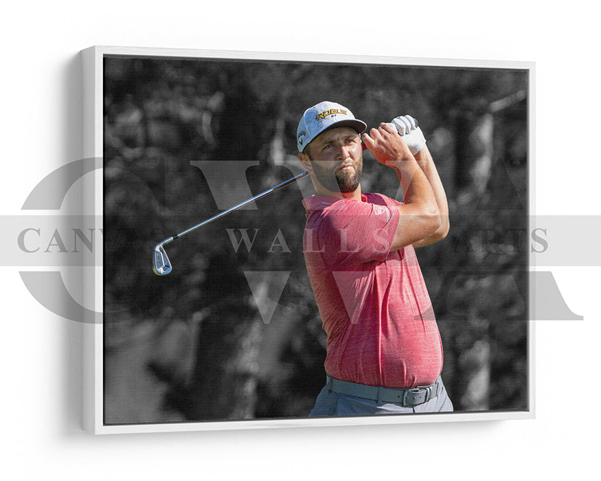 Jon Rahm Black & White Canvas Art Golf Canvas Wall Art