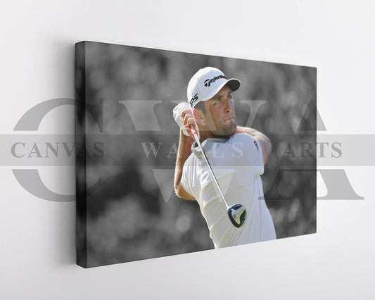 Jon Rahm Black & White Canvas Art Golf Canvas Wall Art