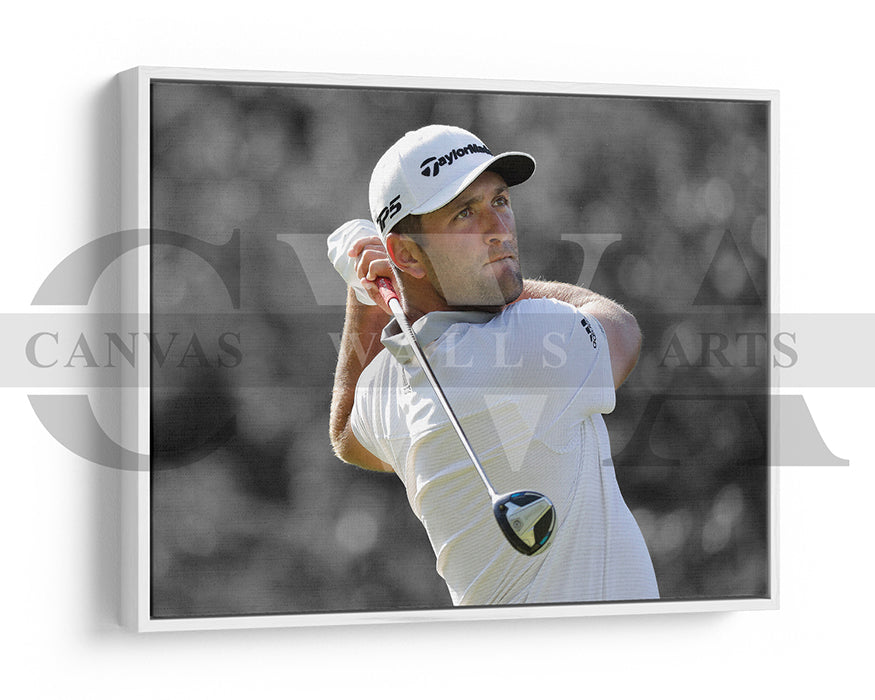 Jon Rahm Black & White Canvas Art Golf Canvas Wall Art