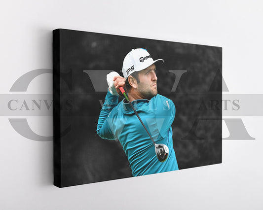 Jon Rahm Black & White Canvas Art Golf Canvas Wall Art