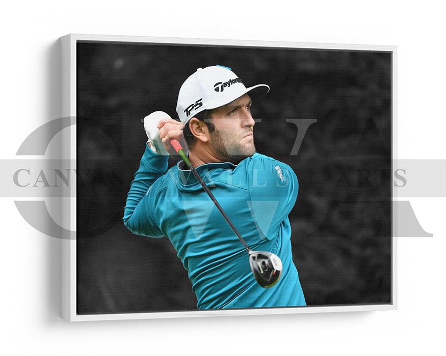 Jon Rahm Black & White Canvas Art Golf Canvas Wall Art