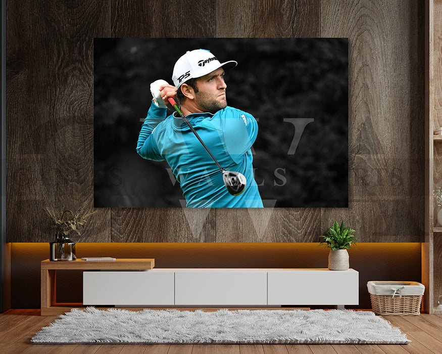 Jon Rahm Black & White Canvas Art Golf Canvas Wall Art